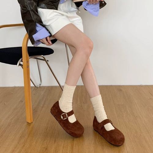 BEILIXUAN 韩版复古厚底玛丽珍鞋女2025年秋季新款一字带浅口单鞋