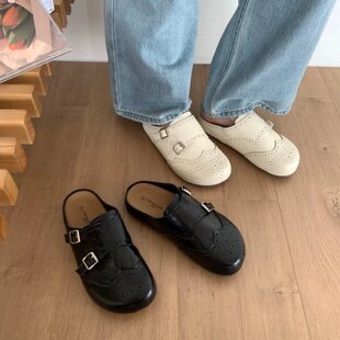 GeGèLV 2026年法式英伦风雕花包头半拖鞋女外穿懒人一脚蹬勃肯鞋