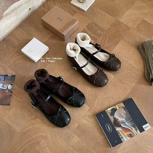 LUDAKE鹿大可 好质感复古芭蕾风玛丽珍单鞋女法式赫本优雅小皮鞋