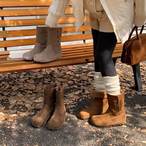 BEILIXUAN 韩版复古厚底短筒博肯靴女2025秋冬新款时尚气质瘦瘦靴