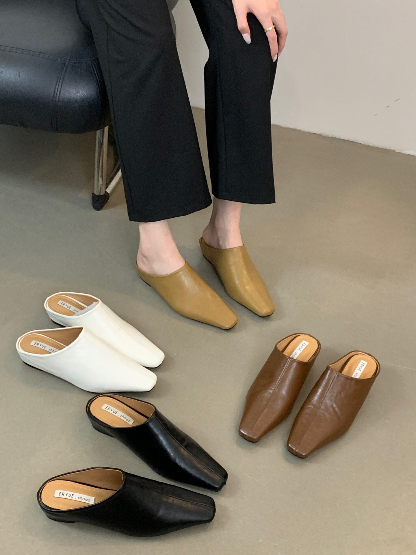 穆勒鞋气质简约内增高包头半拖鞋