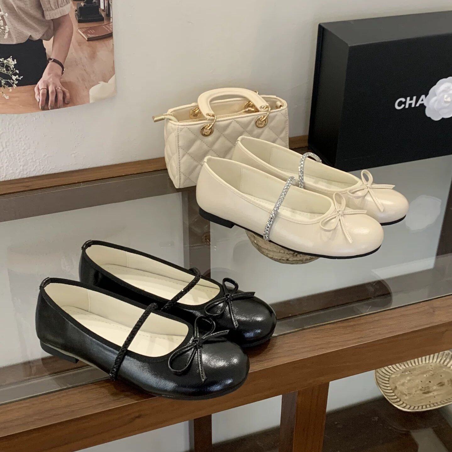 Nicole 2026年春季新款法式复古圆头蝴蝶结一字扣带芭蕾舞平底鞋,女鞋,浅口单鞋,淘宝优惠券,粉丝福利购,淘宝优惠卷