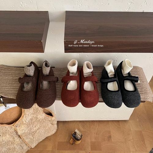 THEMANDAGO芒大果 韩系软糯玛丽珍鞋秋冬加绒保暖平底毛毛鞋棉鞋