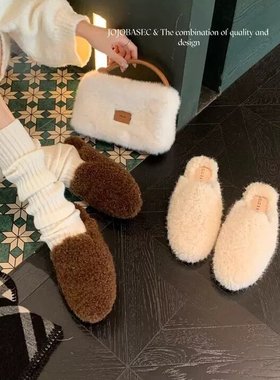 JOJO BASEC 韩系羊羔毛勃肯鞋女2025冬季新款加绒保暖毛毛棉鞋
