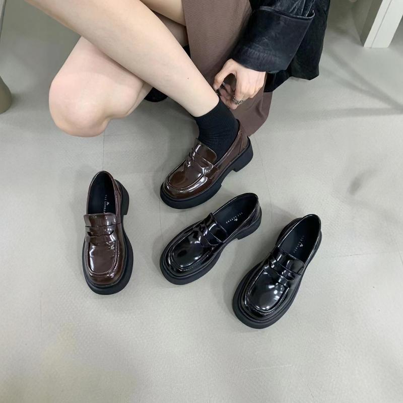 真皮秋季英伦风百搭乐福鞋单鞋图片