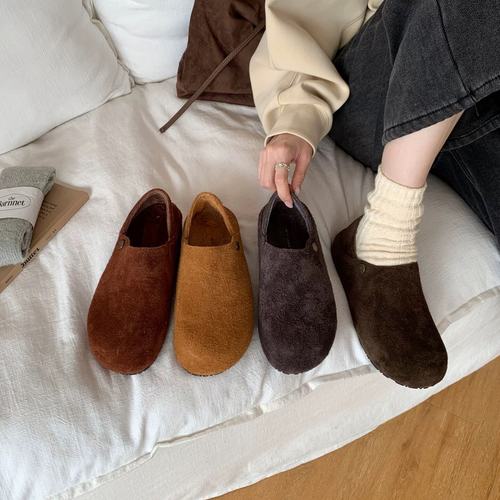 BEILIXUAN 韩版气质一脚蹬圆头勃肯鞋女2025秋季新款时尚厚底单鞋