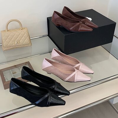 COLORED BEAN MONTH 韩式尖头单鞋女浅口细跟上班族通勤百搭女鞋