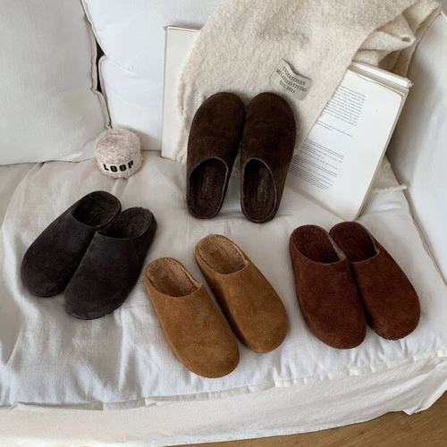 BEILIXUAN 韩版休闲一脚蹬包头半拖鞋女2025年秋季新款厚底毛毛鞋