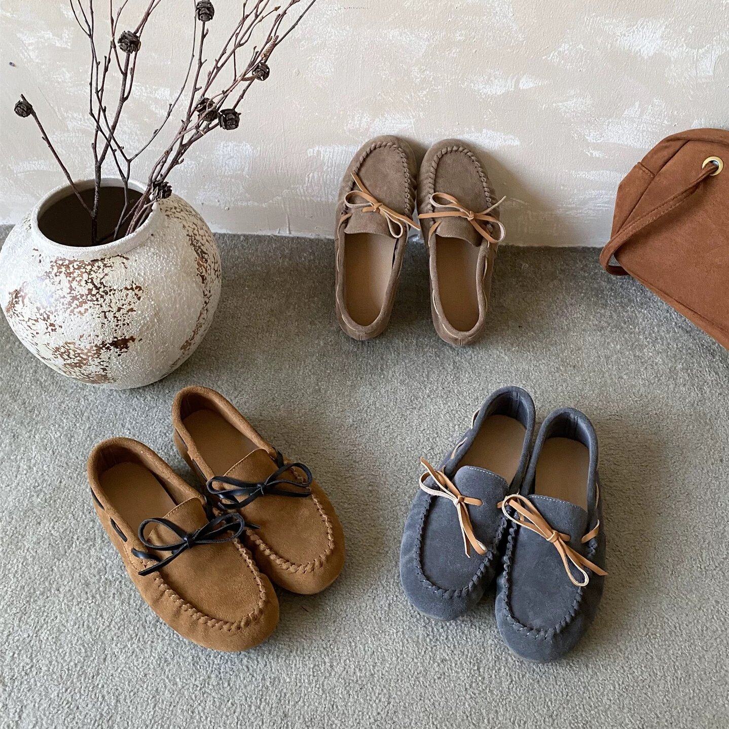 KA MI YA 韩版蝴蝶结豆豆鞋女2026新款百搭系带一脚蹬懒人豆豆鞋,女鞋,浅口单鞋,淘宝优惠券,粉丝福利购,淘宝优惠卷