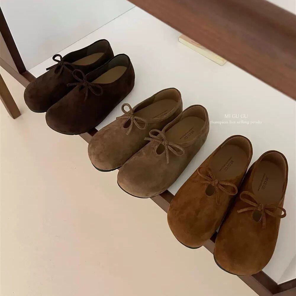 MIGUGU米谷谷 复古羊京绒圆头蝴蝶结全包勃肯鞋女内增高懒人单鞋,女鞋,浅口单鞋,淘宝优惠券,粉丝福利购,淘宝优惠卷