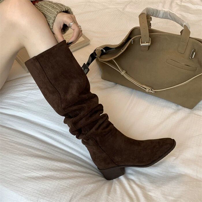 堆堆长靴女粗跟显瘦两穿高筒靴