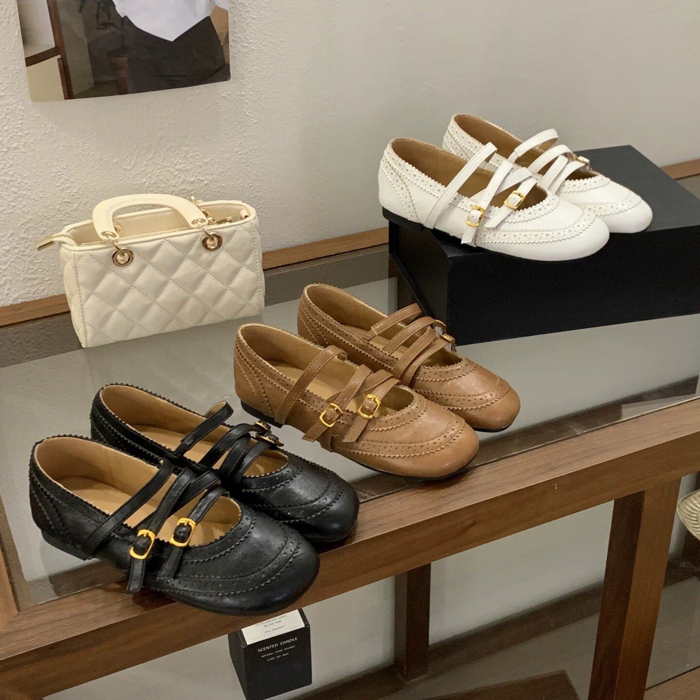 SHOE-REN 复古一字带铆钉手工鞋玛丽珍鞋女春季浅口平底单鞋百搭,女鞋,浅口单鞋,淘宝优惠券,粉丝福利购,淘宝优惠卷