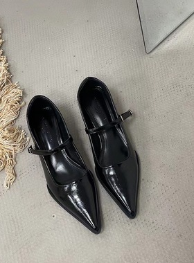 Chic Update:)24S! 韩国春季新款复古尖头高级感极简方跟百搭单鞋