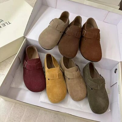 TLEMIKELIN勃肯鞋女2025年春秋新款一脚蹬软底防滑全包博肯单鞋女