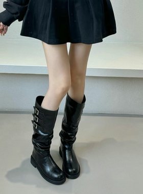 「CHIC2024NEW 」韩国东大门蜜桃睡不着同款长筒靴马丁靴自留款