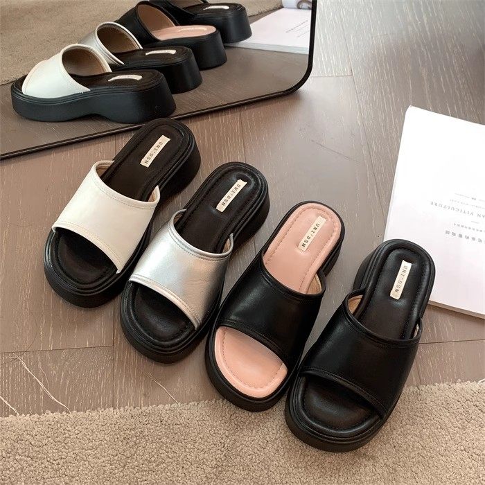 拖鞋女夏外穿小个子松糕底沙滩凉