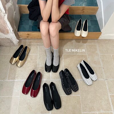 TLE MIKELIN法式复古风方头浅口平底鞋女2026年新款温柔浅口单鞋