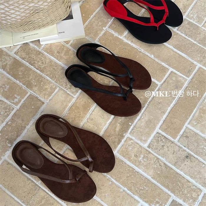MKL复古气质设计感夹趾粗跟人字拖鞋女夏夹脚外穿低跟凉拖鞋,女鞋,一字拖,淘宝优惠券,粉丝福利购,淘宝优惠卷