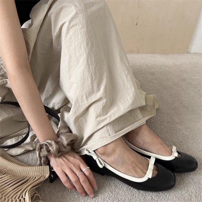 小香风经典配色蝴蝶结平底单鞋