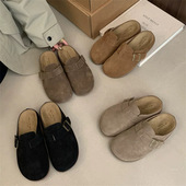 复古百搭懒人软木勃肯鞋 MUMIXI真皮厚底包头半拖鞋 女外穿2025新款