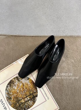 CHIC2024NEW SPRING：韩国春季新款复古方头极简风气质百搭单鞋