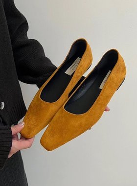 「CHIC2024NEW 」：韩国秋冬季法式晚晚风方头浅口高级感通勤鞋