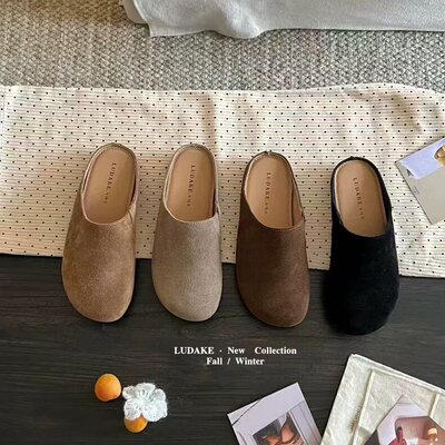 厚底懒人勃肯鞋真皮包头半拖鞋