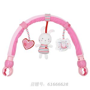 婴儿美国S可爱粉兔心心车夹床夹多功能益智外贸出口毛绒玩具公仔