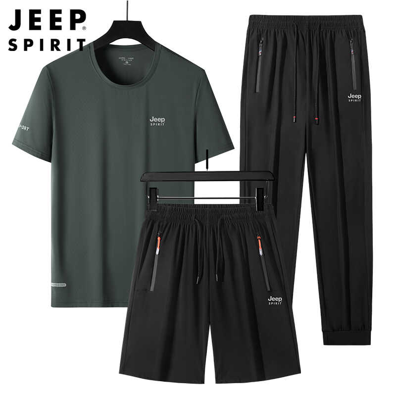 三件套运动休闲套装短袖JEEP