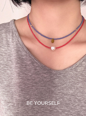 彩色多巴胺极细串珠项链choker