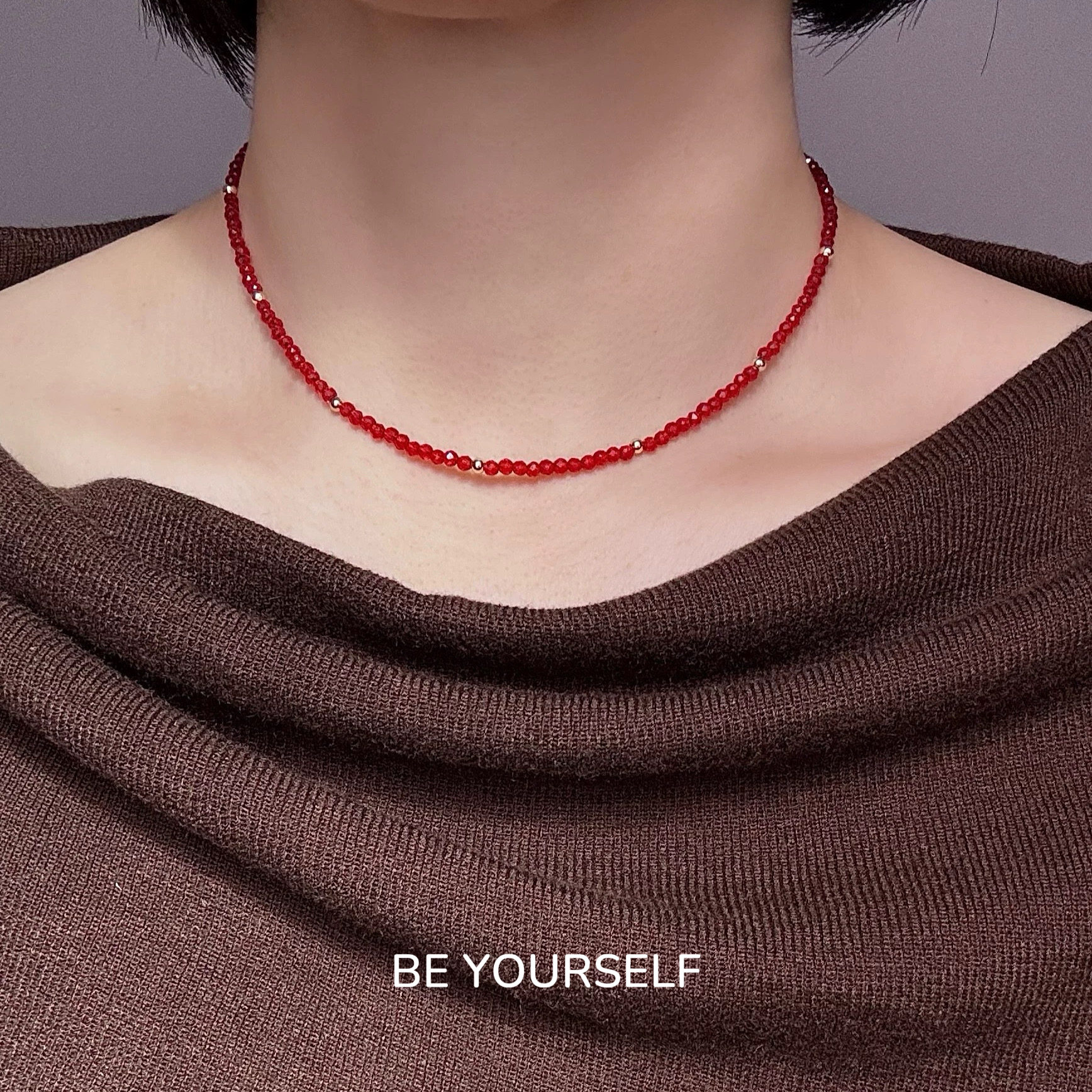 红尖晶石项链女本命年红项链手链简约高级感锁骨链颈链choker