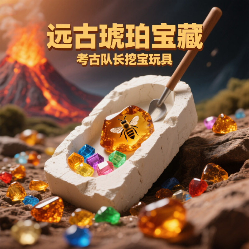 儿童科普手工DIY考古玩具盲盒含夜光昆虫琥珀化石标本适合男女孩,玩具/童车/益智/积木/模型,挖宝玩具,淘宝优惠券,粉丝福利购,淘宝优惠卷