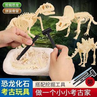 考古挖掘玩具恐龙骨架拼装可拆卸恐龙化石骨架小男孩生日