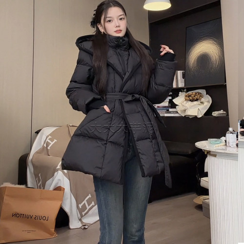 广检三星90绒修身中长款羽绒服