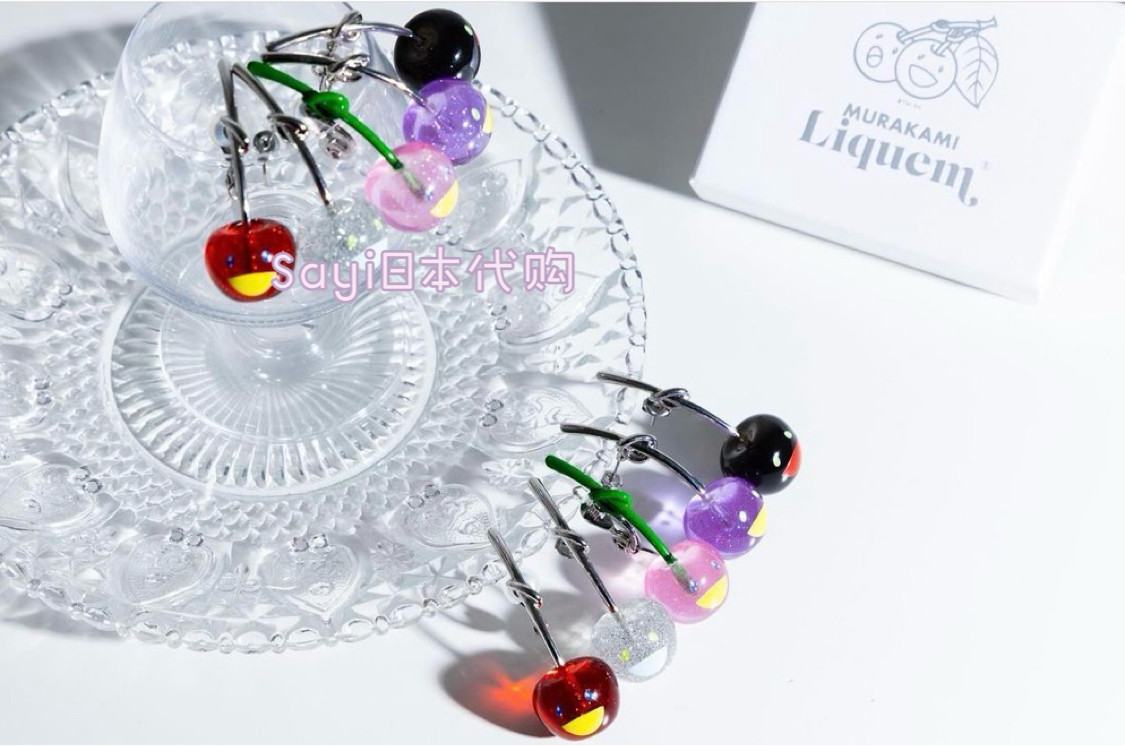 予 日本 村上隆 liquem联名 樱桃耳钉耳夹 饰品 日本采购