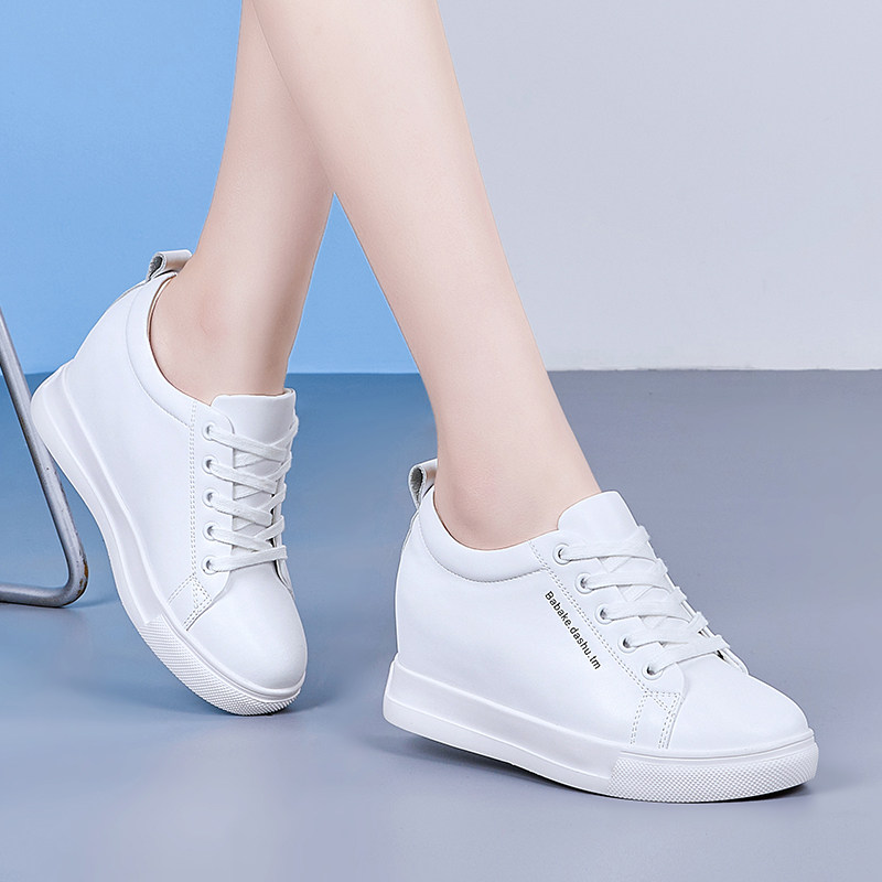 内增高休闲鞋小白鞋女真皮女鞋2022新款春秋女鞋时尚厚底女潮单鞋