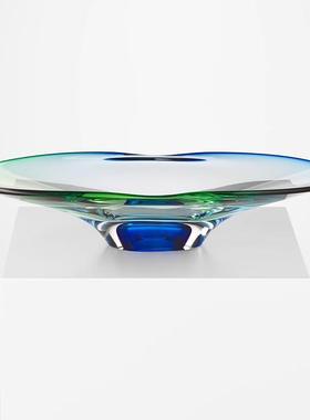 轻奢彩色玻璃果盘摆件