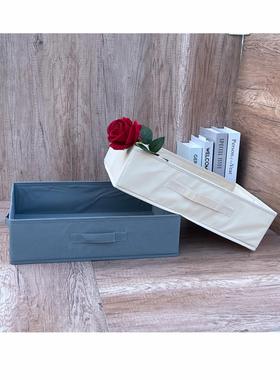 44 34 12CM纯色无盖抽屉收纳盒衣橱收纳筐可折叠格子柜储物箱