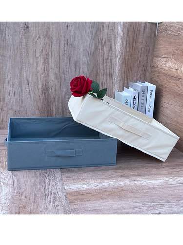 44 34 12CM纯色无盖抽屉收纳盒衣橱收纳筐可折叠格子柜储物箱