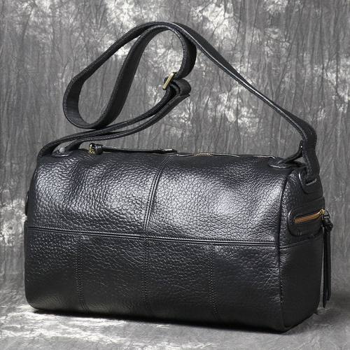 简约复古男真皮旅行包头层牛皮单肩包大容量斜挎包出差收纳旅行袋