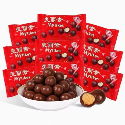 梁丰麦丽素牛奶巧克力球25gx96包散装休闲怀旧童年零食食品