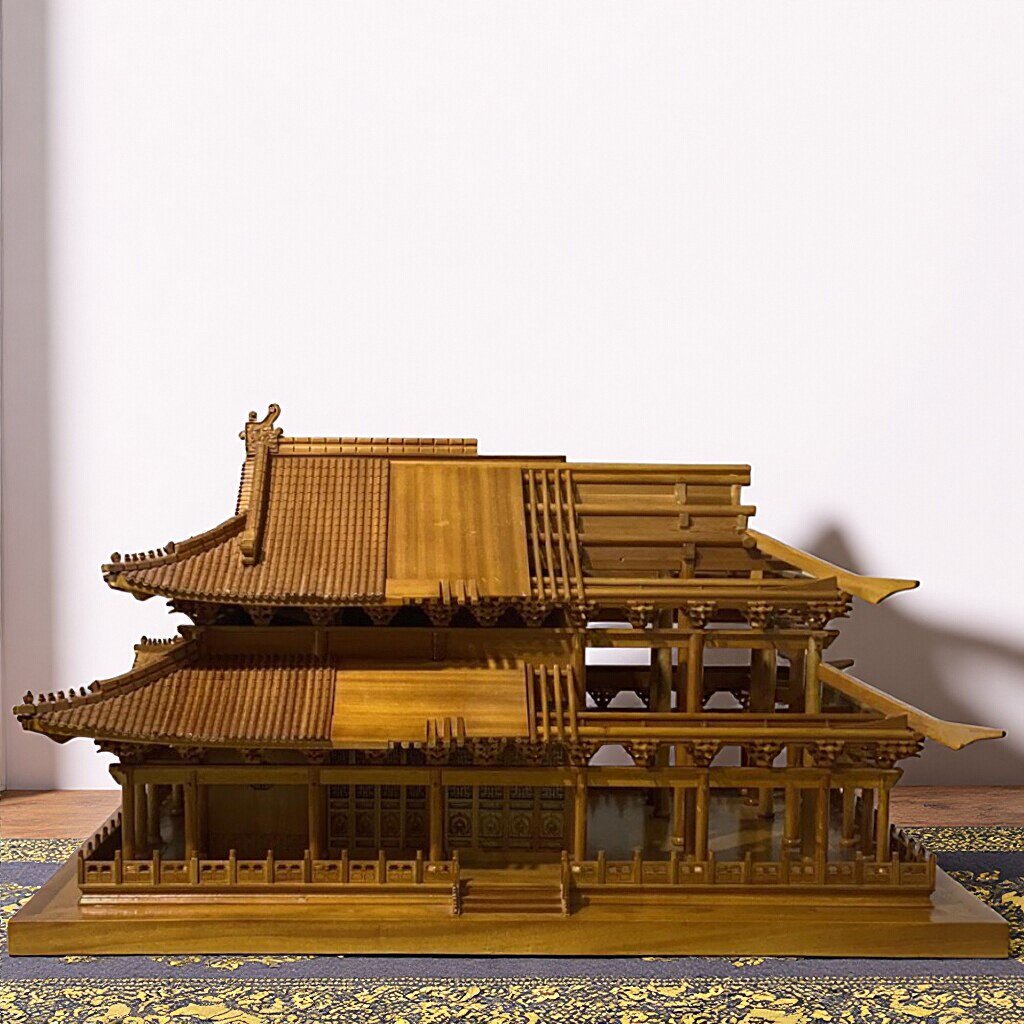 木雕摆件古建筑模型沙盘软装设计清代大殿半结构教具教学模型斗拱 - 实物图