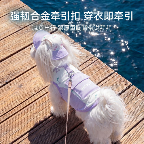 狗狗衣服薄款小型犬夏天凉凉衣比熊雪纳瑞背心帽子套装洋气泰迪