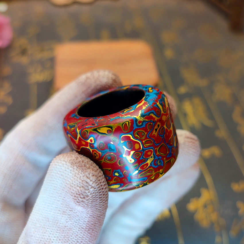 非遗纯天然大漆手工犀皮漆艺扳指戒指民族风工艺品中国风漆器礼物