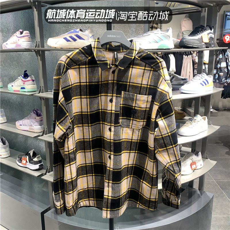 正品阿迪达斯春秋款男子NEO休闲格子衬衫夹克外套IA6824 IA6842