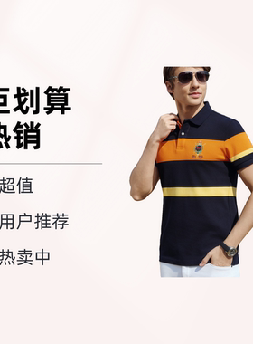 正品Polo衫男士短袖t恤夏季纯棉翻领条纹品牌刺绣男装上衣服