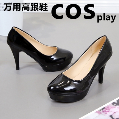 运费险动漫COS万用大码粗高跟鞋