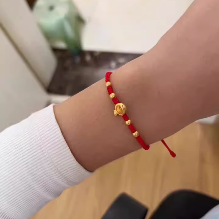 黄金元宝蛇红绳手链女黄金色生肖蛇金蛇开口蛇吐钱手绳蛇年本命年