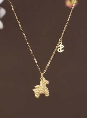 马上有钱项链s925纯银镀黄金色小马时尚百搭本命年生肖马女锁骨链