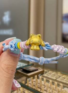 黄金色玉桂小狗子手链黄金包银可爱狗狗属相小狗狗手工送女友礼物